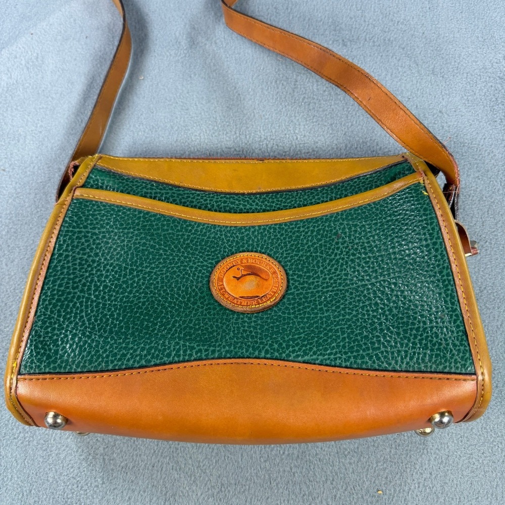 Dooney & Bourke All Weather Leather Vintage Crossbody Bag Green Tan Duck Fob